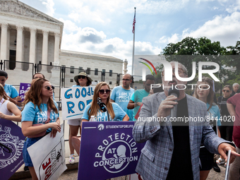Anti-abortion activist Rev. Patrick Mahoney speaks to journalists before the Supreme Court issues its opinion on Dobbs v. JWHO.  The opinion...