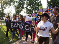 Members of Harriets Wildest Dreams and Bans Off Our Bodies led rallies in front of the U.S. Supreme Court in Washington, D.C., on June 24, 2...
