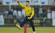 Liam Trevaskis of Durham bowls during the Vitality T20 Blast match between Durham County C...