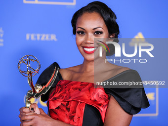 Trinidadian-Canadian actress Mishael Morgan, winner of the Outstanding Performance by a Lead Actress in a Drama Series award, poses in the p... by Image Press Agency/NurPhoto