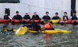 People learn kayaking at Marina Bay on June 26, 2022 in Singapore.
 