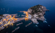 Drone view of Sant'Angelo (Serrara Fontana)  at evening hours in the island of Ischia, Ita...