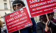 Demonstration of the sex workers in front of the French Senate where a new law will be vot...