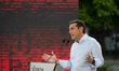 Alexis Tsipras is giving a speech about the program of SYRIZA for Housing Policy in Athens...
