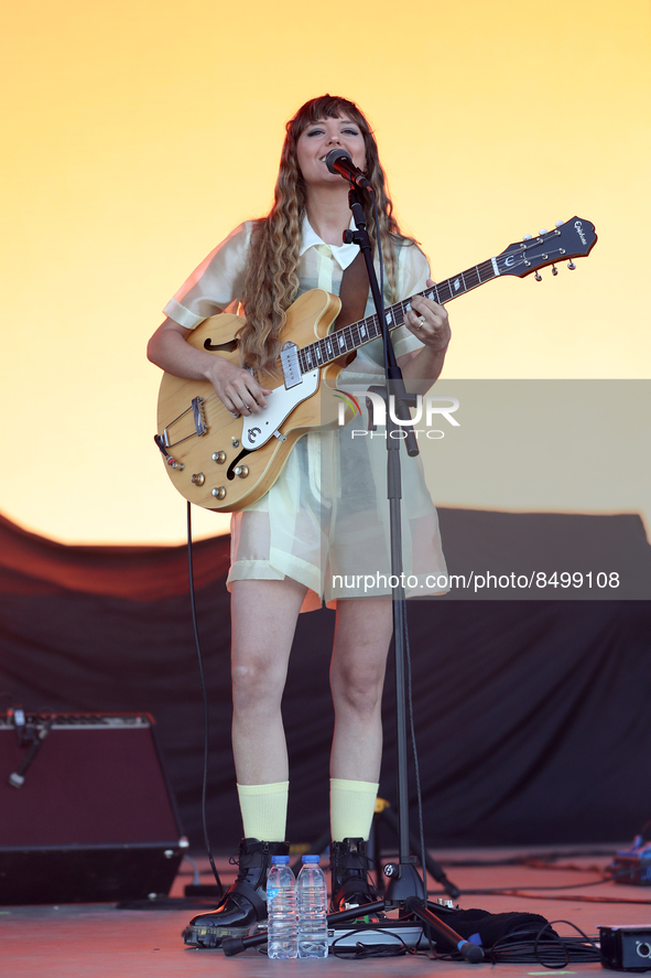 Brazilian singer Mallu Magalhaes performs during the first day of the NOS Alive 2022 music festival in Lisbon, Portugal, on July 6, 2022. Th...