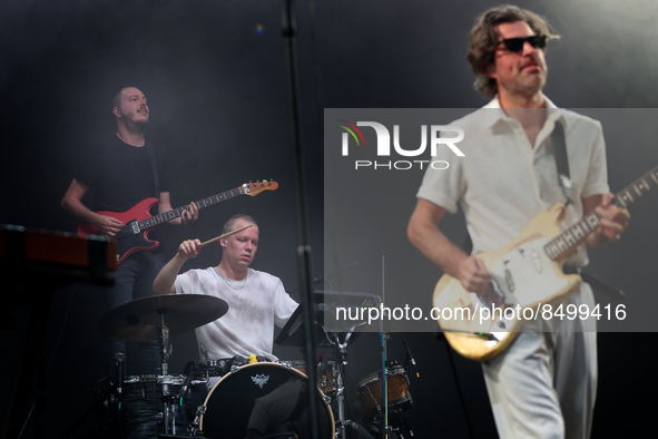 Belgian band Balthazar perform during the first day of the NOS Alive 2022 music festival in Lisbon, Portugal, on July 6, 2022. The NOS Alive...