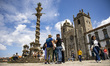 The Pelourinho (column) and the Se do Porto (Cathedral) in Porto, Portugal on June 25, 202...