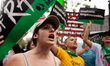 Protesters rally at Franklin Park before a civil disobedience action for reproductive righ...