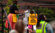 A sign at a rally and civil disobedience action for reproductive rights states, "women's r...