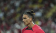 Liverpool's newly signed player, forward Darwin Núñez warm up with their teammates during...