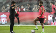 Liverpool's Mohamed Salah (R) during their training session at Rajamangala National Stadiu...