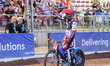   Matej Zagar  acknowledges the fans after his heat during the SGB Premiership match betwe...