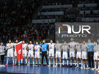 Tunisia team during Semi -Final match between Egypt and Tunisia at Men’s handball African cup of nations on Hassan Mustafa Hall Complex's on... by Ayman Aref/NurPhoto