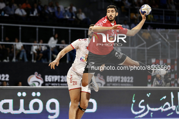 (5) Yahia Omar of Egypt team scouring during Semi -Final match between Egypt and Tunisia at Men’s handball African cup of nations on Hassan... by Ayman Aref/NurPhoto