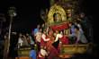 Priest carry an idol of Rato Macchendranath towards temple at Bungamati after celebration...