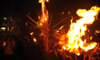 A Nepalese devotee carries a traditional torch of straw during the last day of the Rato Ma...
