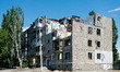A view of the destroyed residential building, that was struck with missiles, as Russia's a...