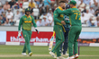 South Africa celebrate the wicket of Ben Stokes during the Royal London One Day Series mat...