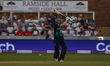 England's Joe Root is bowled by Anrich Nortje during the Royal London One Day Series match...