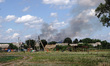 DONETSK REGION, UKRAINE - JULY 12, 2022 - Smoke caused by the shelling of Russian troops r...