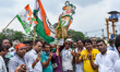 Activist of Trinamool Congress as seen during Annual Martyrs day rally held by TMC in Kolk...