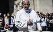 Vatican City, Vatican – April 20, 2014: Pope Francis greets the faithful at the end of the...