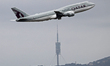 The Boeing 747-8K8(BBJ), one of the three operated by the Government of Qatar, taking off...