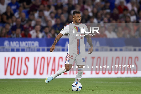 Corentin Tolisso of Olympique Lyonnais in action during the Ligue 1 match between Olympique Lyonnais and AC Ajaccio at Groupama Stadium on A...