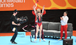 Marfa Ekimova of England winning the gold medal during the Rhythmic Gymnastics Individual...