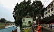 A boy looks on a a Shia Mosque is seen in background in Srinagar Jammu and Kashmir India o...
