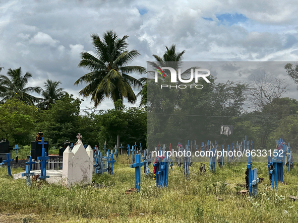 Cemetery in Nilakkottai (Nilakottai), Tamil Nadu, India, on May 18, 2022. 
