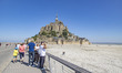Mont-Saint-Michel tidal island with the magnificent medieval monastic buildings and the Ab...