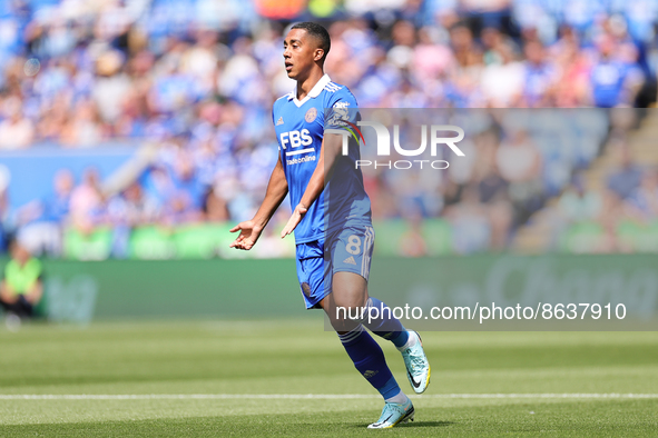 Youri Tielemans of Leicester City gestures during the Premier League match between Leicester City and Brentford at the King Power Stadium, L...