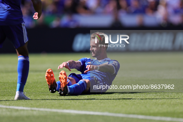 James Maddison of Leicester City reacts during the Premier League match between Leicester City and Brentford at the King Power Stadium, Leic...