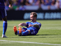 James Maddison of Leicester City reacts during the Premier League match between Leicester City and Brentford at the King Power Stadium, Leic...