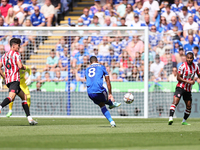 Youri Tielemans of Leicester City takes a shot on goal during the Premier League match between Leicester City and Brentford at the King Powe...