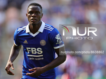 Patson Daka of Leicester City during the Premier League match between Leicester City and Brentford at the King Power Stadium, Leicester on S...