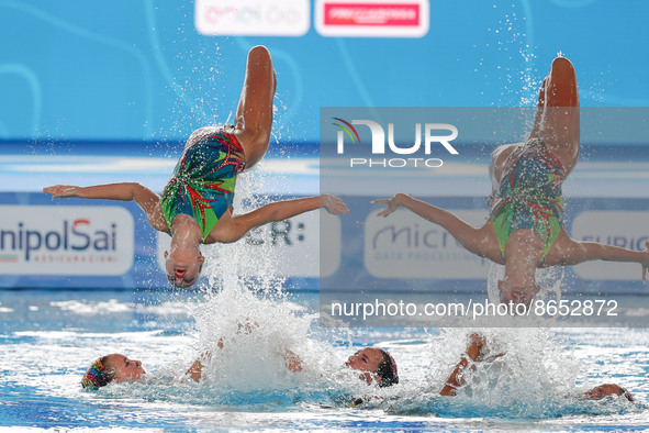 Team Greece during the Syncro European Acquatics Championshis - Artistic Swimming (day1) on August 11, 2022 at the Foro Italico in Rome, Ita...