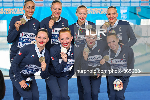Third Place Team France during the Syncro European Acquatics Championshis - Artistic Swimming (day1) on August 11, 2022 at the Foro Italico...