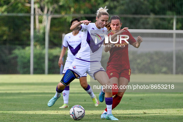 Kaja Erzen (ACF Fiorentina Femminile) Emilie Haavi (AS Roma Women) during the Pre-Season Friendly 2022/2023  match between AS Roma Women vs...