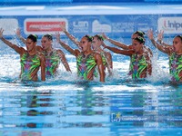 Team Italy during the Syncro European Acquatics Championshis - Artistic Swimming (day1) on August 11, 2022 at the Foro Italico in Rome, Ital...
