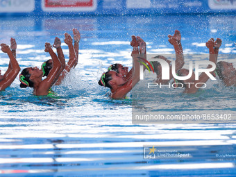 Team Italy during the Syncro European Acquatics Championshis - Artistic Swimming (day1) on August 11, 2022 at the Foro Italico in Rome, Ital...