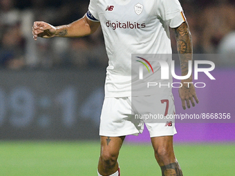 Lorenzo Pellegrini of AS Roma during the Serie A match between US Salernitana 1919 and AS Roma at Stadio Arechi, Salerno, Italy on 14 August...