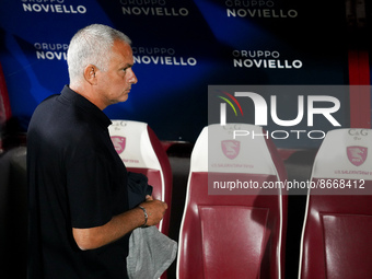 Jose’ Mourinho manager of AS Roma looks on during the Serie A match between US Salernitana 1919 and AS Roma at Stadio Arechi, Salerno, Italy...