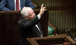 Leader of Polish 'Law and Justice' (PiS) party, Jaroslaw Kaczynski at Polish parliament in...