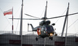 Test landing of a helicopter and exercises in transporting patients to a temporary hospita...