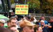hundreds farmers and their tractors gather in front of Ministry of Agriculture in Bonn, Ge...