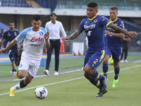 Hirving :Lozano of SSC Napoli battle for the ball with Bruno Amione of Hellas Verona FC during Hellas Verona vs SSC Napoli, 1° Serie A Tim 2...