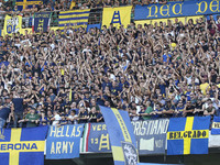 Hellas Verona fans show their support during Hellas Verona vs SSC Napoli, 1° Serie A Tim 2022-23 game at Marcantonio Bentegodi Stadium in Ve...