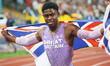 Jeremy Azu of Great Britain Bronze medal during the Athletics, Men's 100m at the Europ...